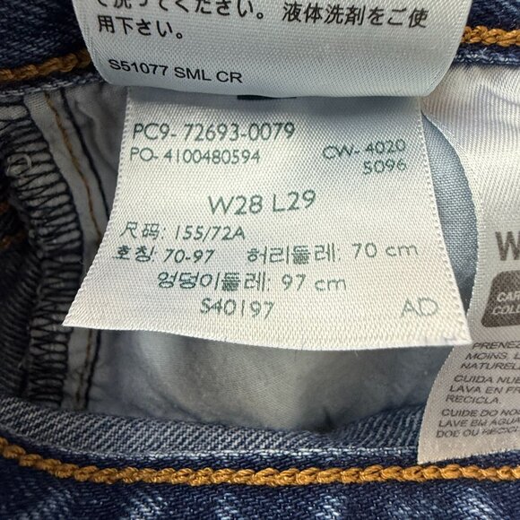 Levi's Premium Ribcage Straight Jeans Tag 28/29 Button Fly Big E High Rise Blue - Picture 6 of 13